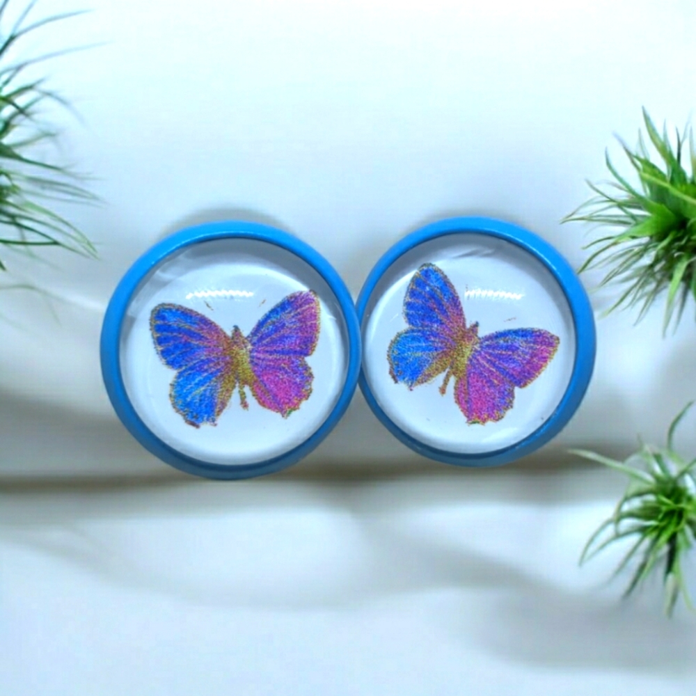 3/$15 Blue Butterfly Stud Earrings